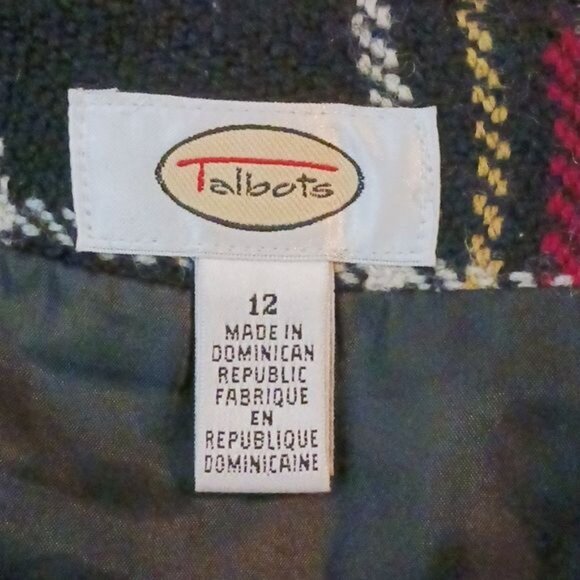 Talbots Skirt Plaid Black Red Wool Classic 90s Straight Womens Size 12 - Picture 1 of 1